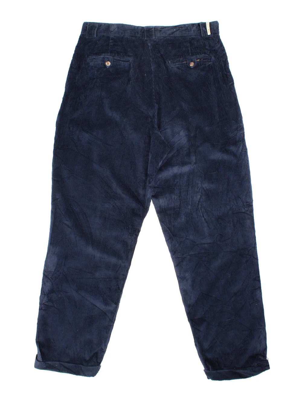 Vintage Fila Corduroy Trousers in blue colourway with multiple pockets and branded buttons.