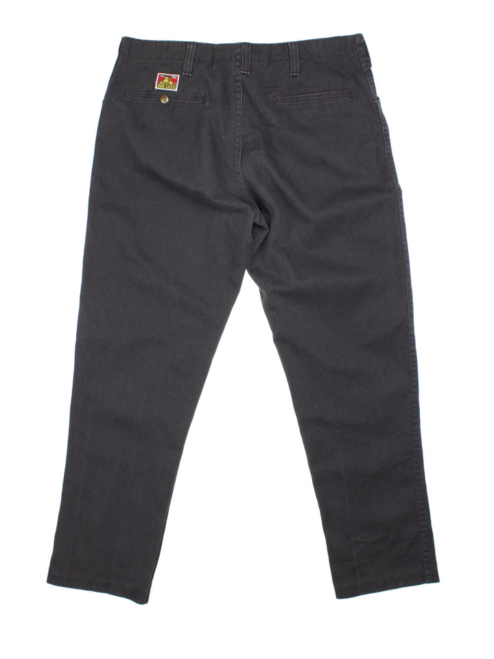 Ben Davis Work Trousers in a black colourway with pockets and the logo embroidered on the back.