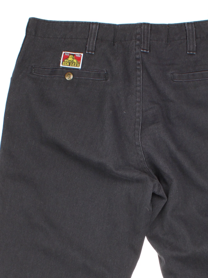 Ben Davis Work Trousers in a black colourway with pockets and the logo embroidered on the back.