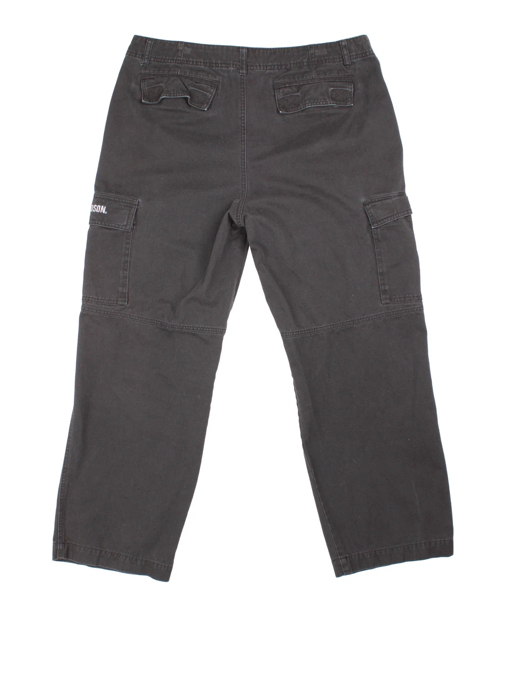 Harley-Davidson Cargo Trousers in black colourway with zip fly fastening and the logo embroidered on side pockets.
