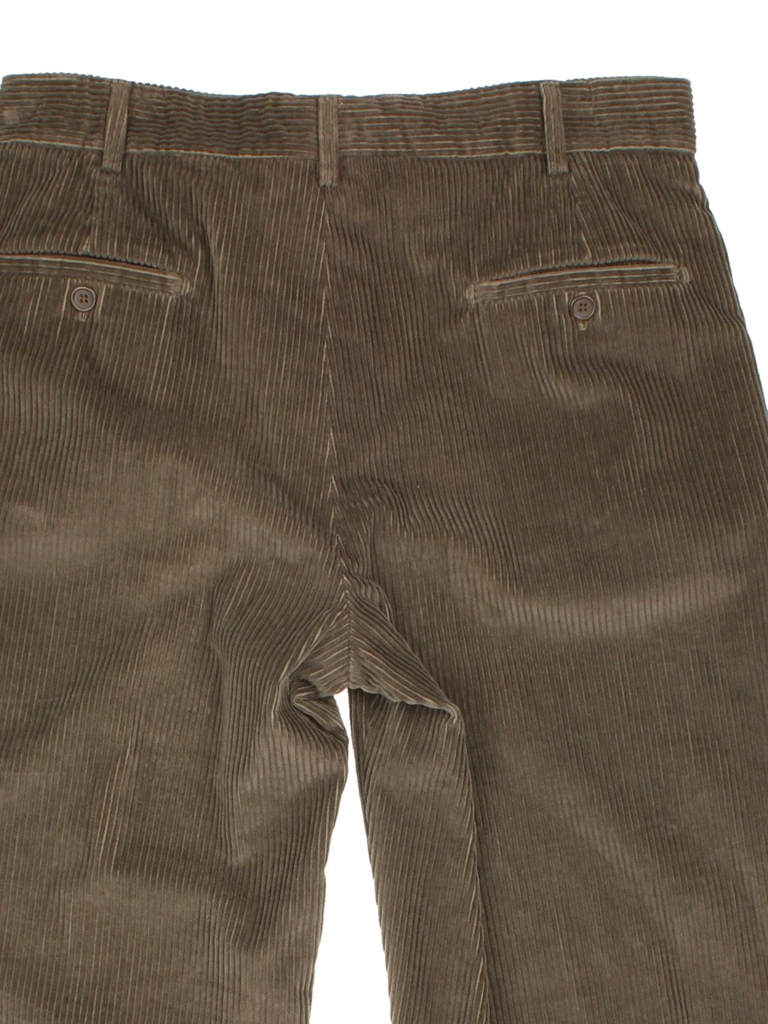 Vintage Donna Karen Cordurory Trousers in brown colourway with zip fly fastening and turn up hem.