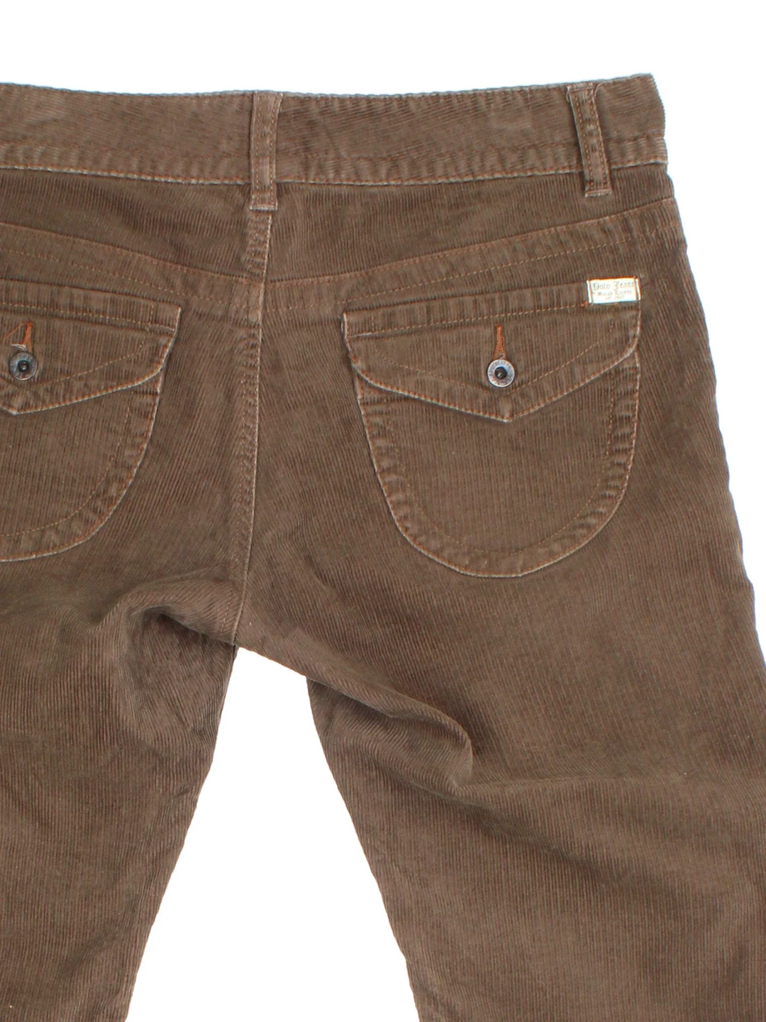 Ralph Lauren Polo Jeans Corduroy Trousers in a brown colourway with multiple pockets and the logo embroidered on the back.