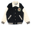 90's DKNY Varsity Jacket Black and White Wool and Leather Rare Vintage (Size S)