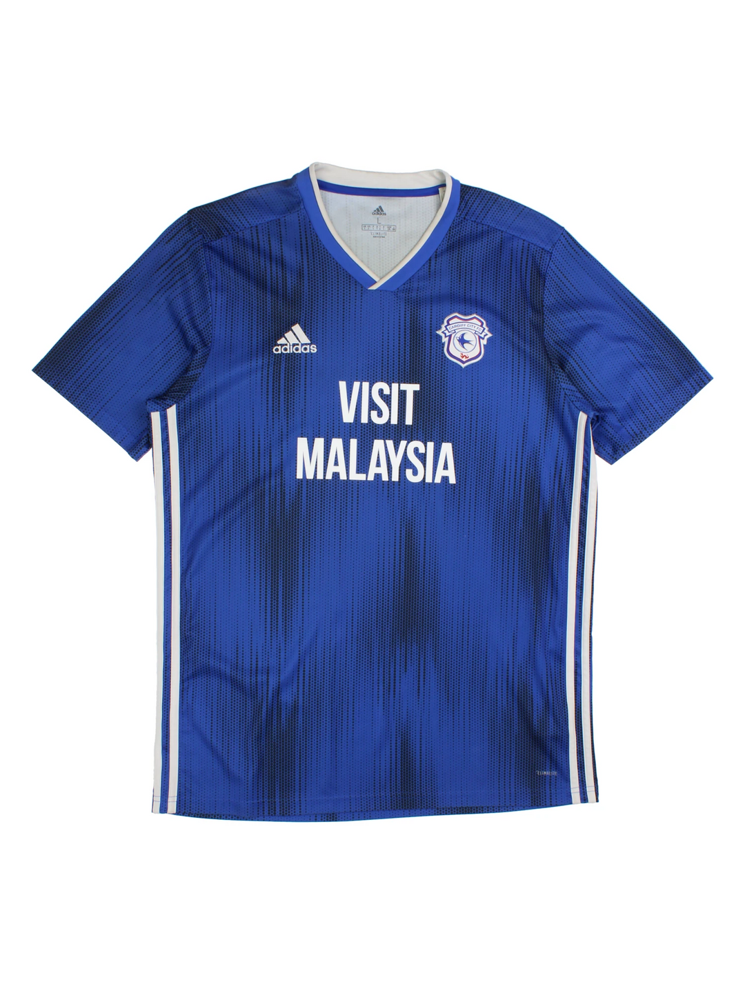 Cardiff City England 2019/20 Adidas home football shirt. Features embroidered logo and badge on the chest.