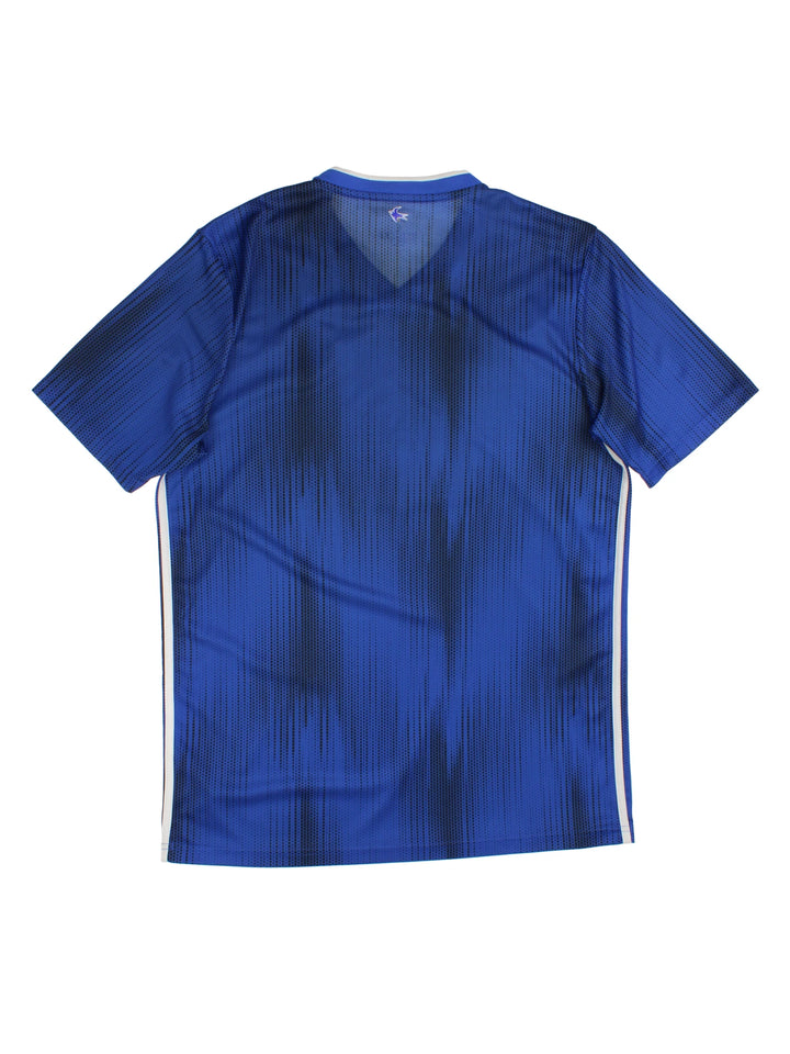 Cardiff City England 2019/20 Adidas home football shirt. Features embroidered logo and badge on the chest.