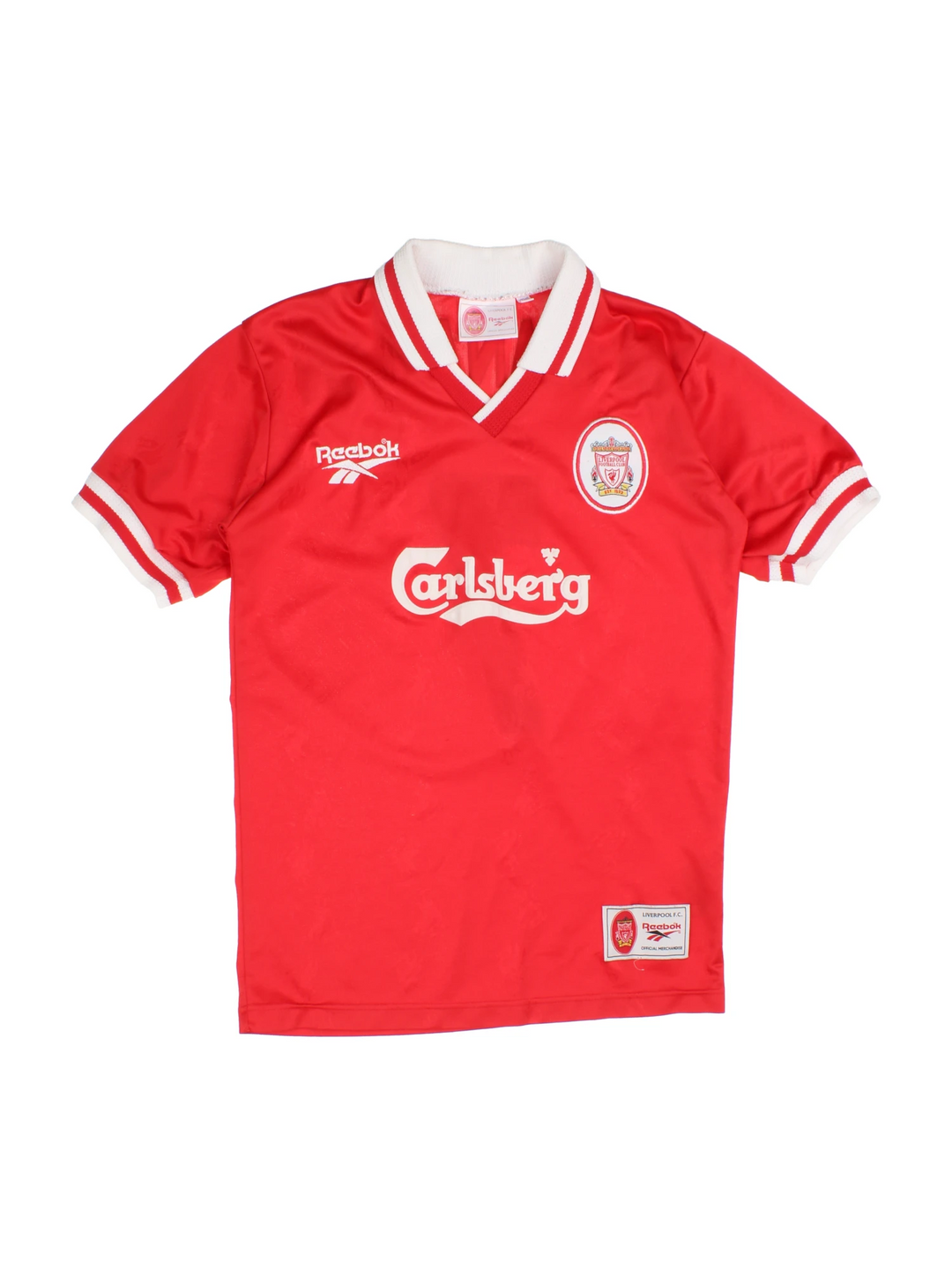 McManaman Liverpool 1996-1998 home Reebok football top. Features embroidered logo.