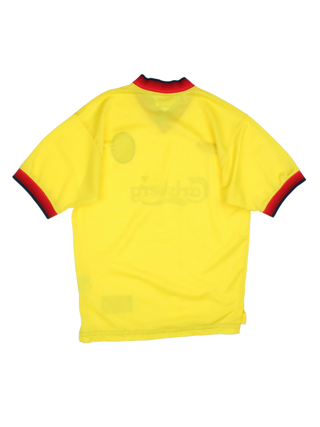 Vintage Liverpool 1997/99 Reebok away football shirt, yellow colourway with embroidered logos on the front