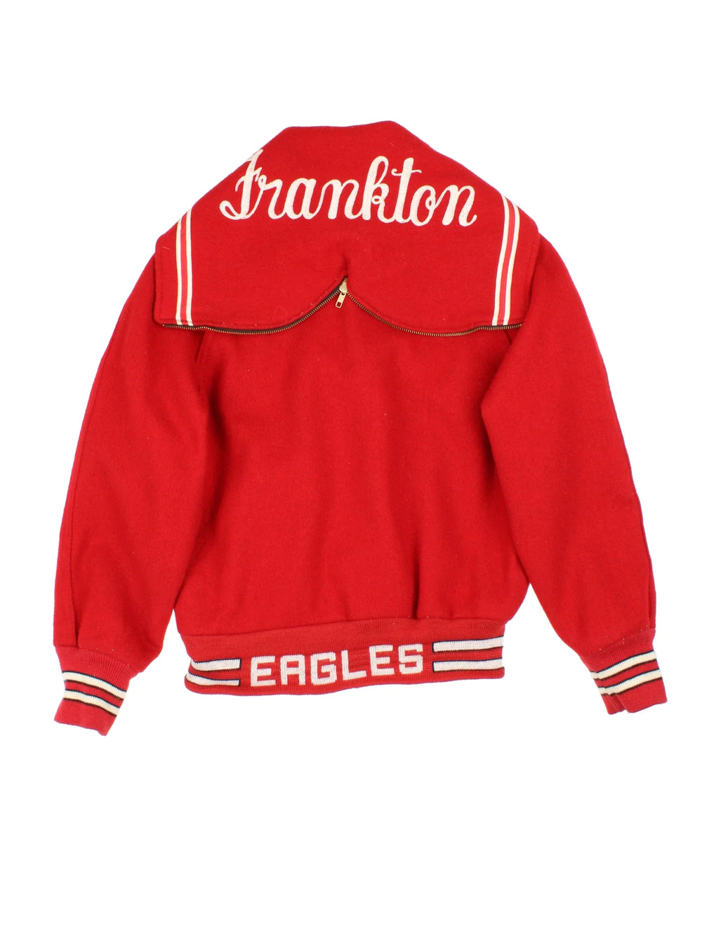 Vintage Cheerleaders Letterman Varsity Jacket in a green colourway. Buttons up and has side pockets, hooded, and has the logos / lettering embroidered on the front and back.