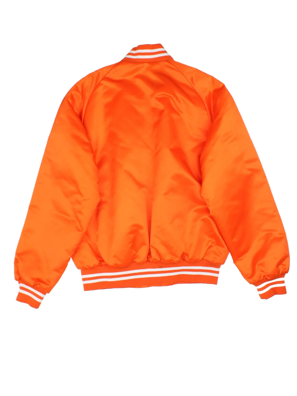 Vintage Aurburn University Varsity Jacket in a orange colourway. Buttons up and has side pockets, quilted lining, and has the spell out logo embroidered across the front.