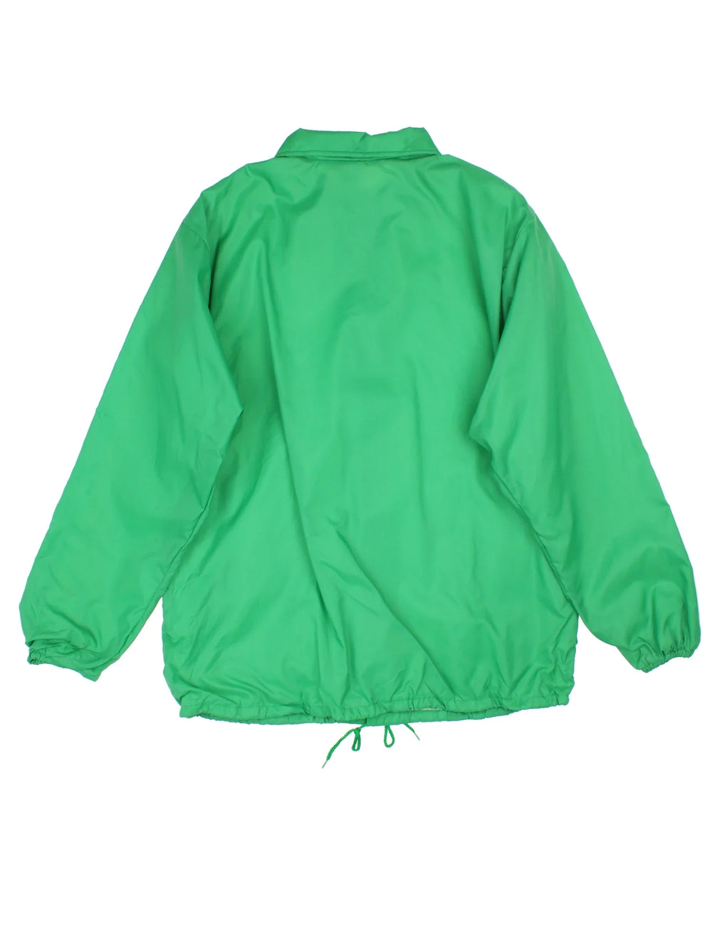 Vintage School Bowling Coach Jacket in a green colourway. Buttons up and has side pockets, and the logo printed on the front.
