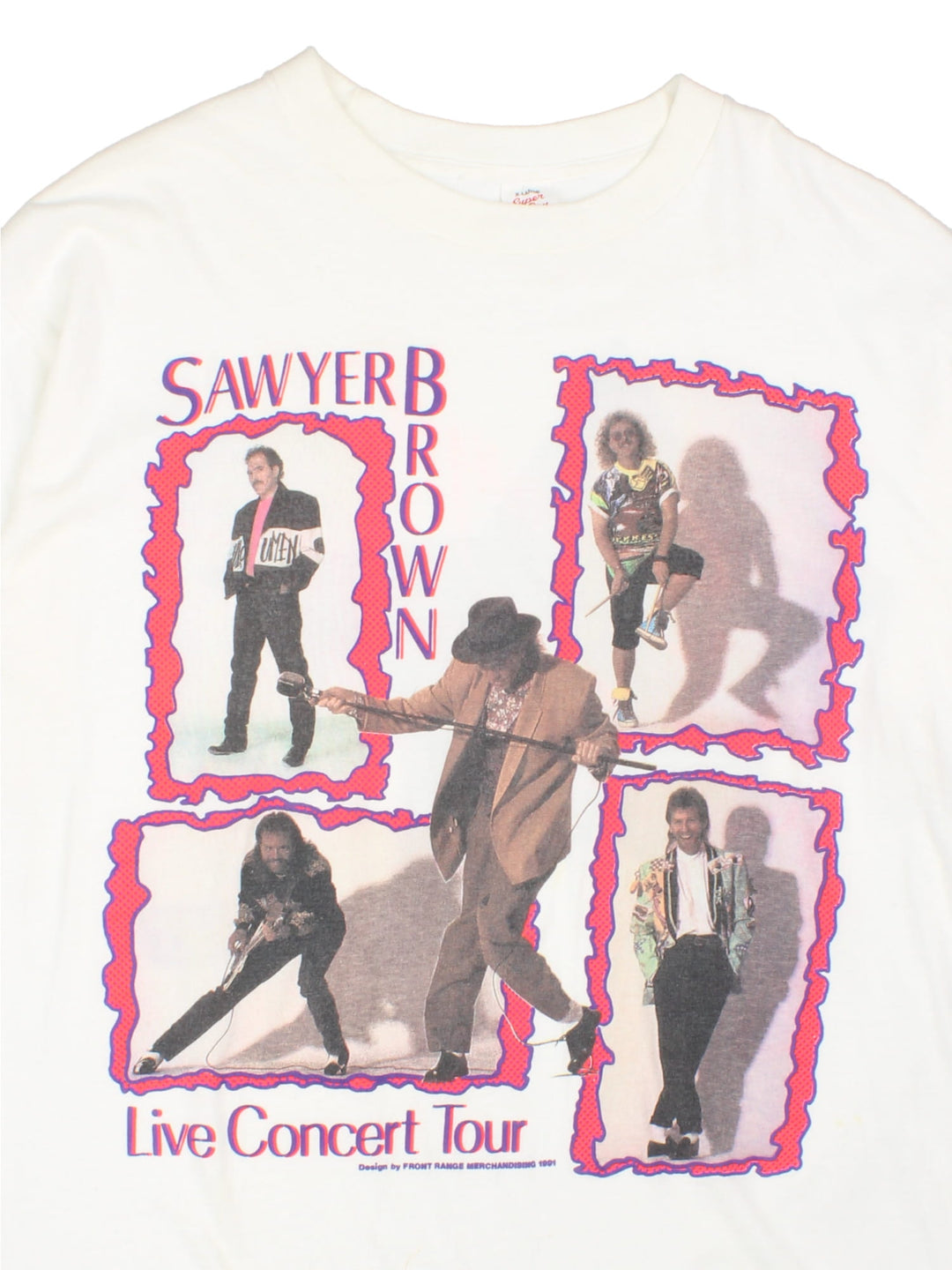 Sawyer Brown 1991 Tour Graphic White T-Shirt - VintageFolk