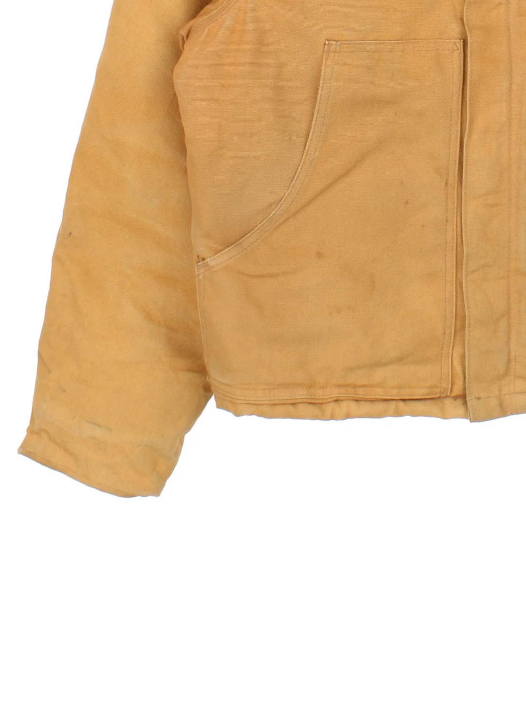 Vintage Carhartt Arctic Jacket in a tan colourway. Zip up closure and has side pockets, insulated with a quilted lining, and has the logos embroidered on the front.