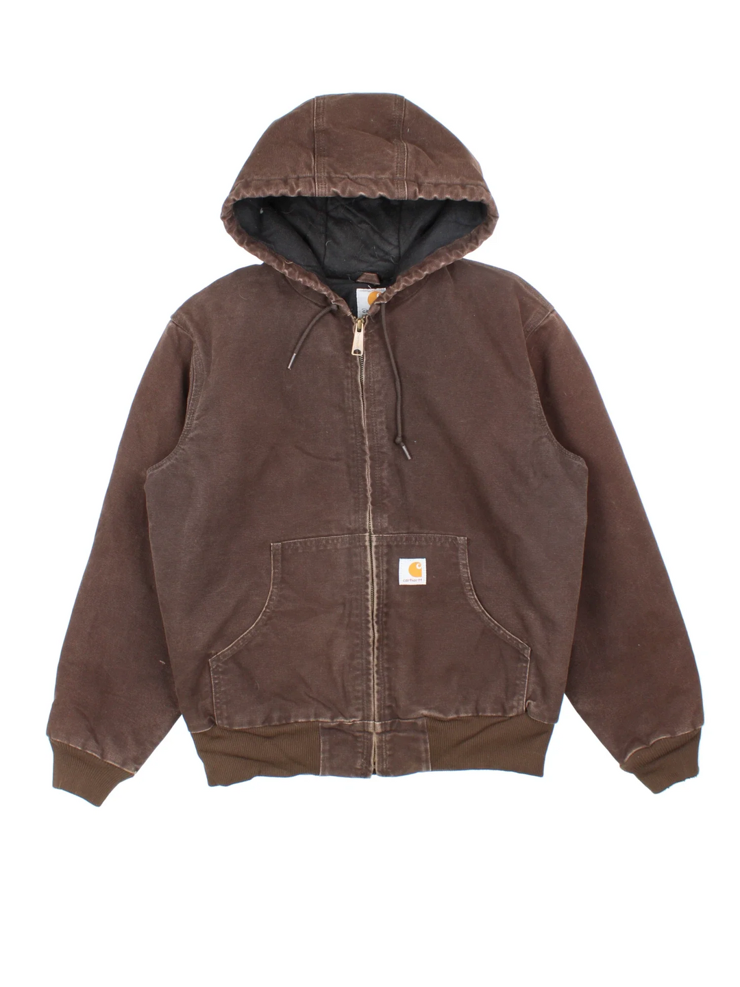 Vintage Carhartt Active Jacket in a brown colourway. Zip up closure and has side pockets, insulated lining, and has the logo embroidered on the front.