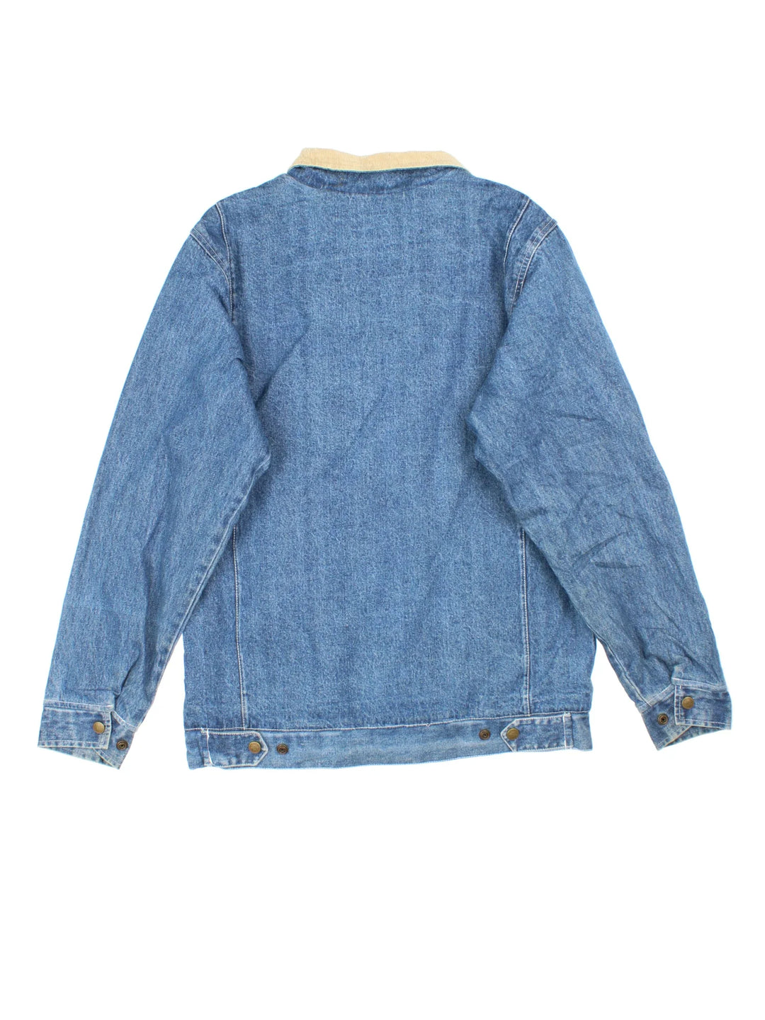Dickies Denim Jacket in a blue colourway with cream corduroy collar. Zip up closure and has multiple pockets, insulated blanket lining, and has the logo embroidered on the front.