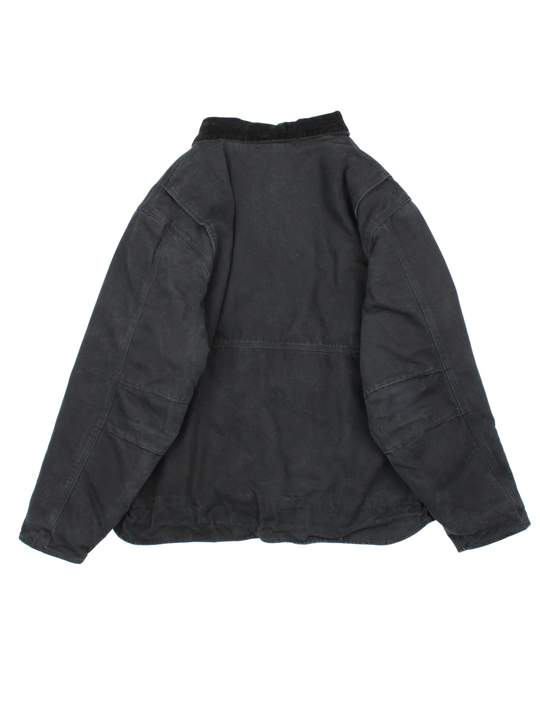Carhartt Work Jacket in a black colourway. Zips up and has multiple pockets, insulated lining, and has the logo embroidered on the front.