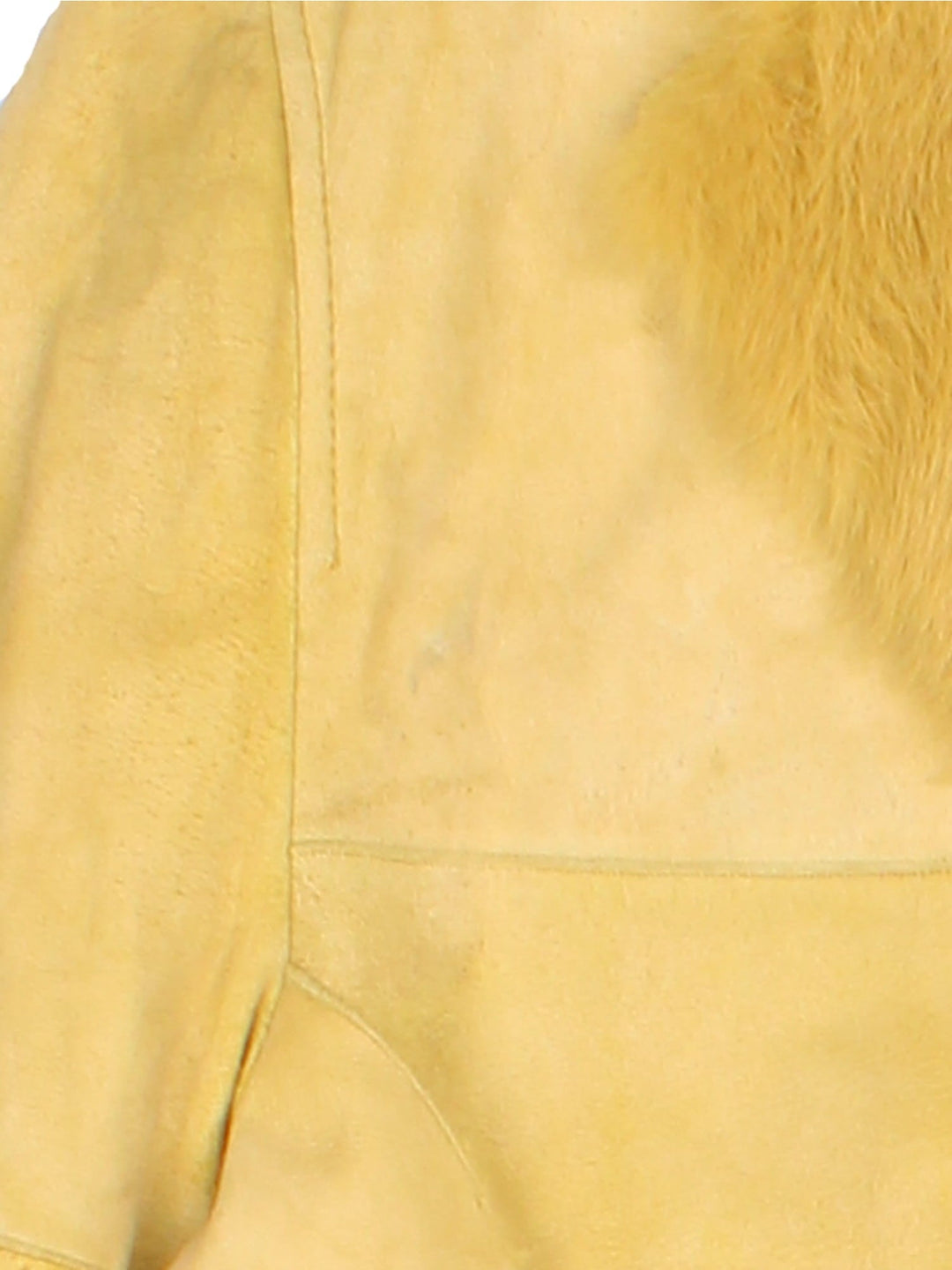Vintage Afghan Coat in a yellow colourway, buttons up and has side pockets, and big fur collar and cuffs.