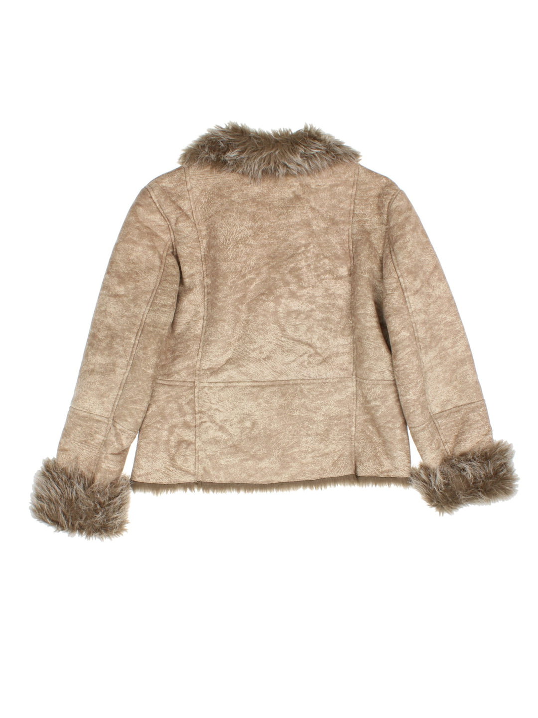 Vintage Y2K Faux Fur Aghan Style Coat in a tan colourway, clasp closure and has insulated faux fur lining.