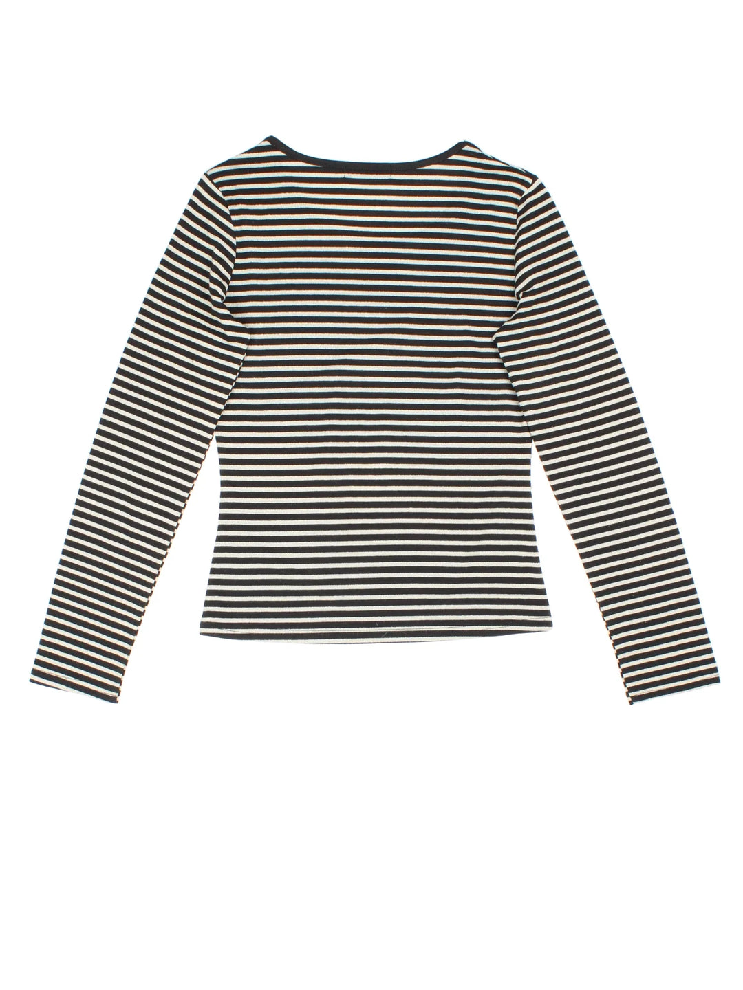 Y2K Stripe Top in a black/gold colourway. Round neckline with glitter stripe detail.