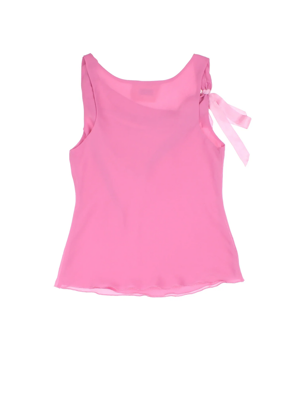 Y2K Bow Cami Top in a pink colourway, cowl neckline with bow detail.