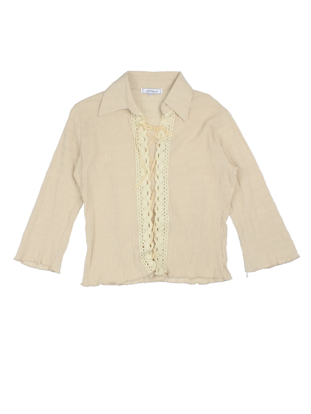 Y2K Lace Up Blouse in a white colourway, V neck with lace up front detail