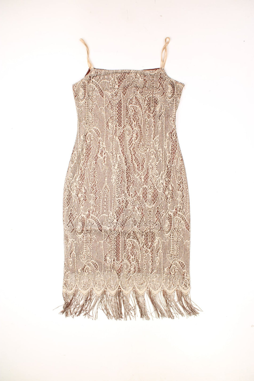 Midi Fringed Crochet Dress (Size XL) VintageFolk Midi Fringed Crochet Dress (Size XL) VintageFolk