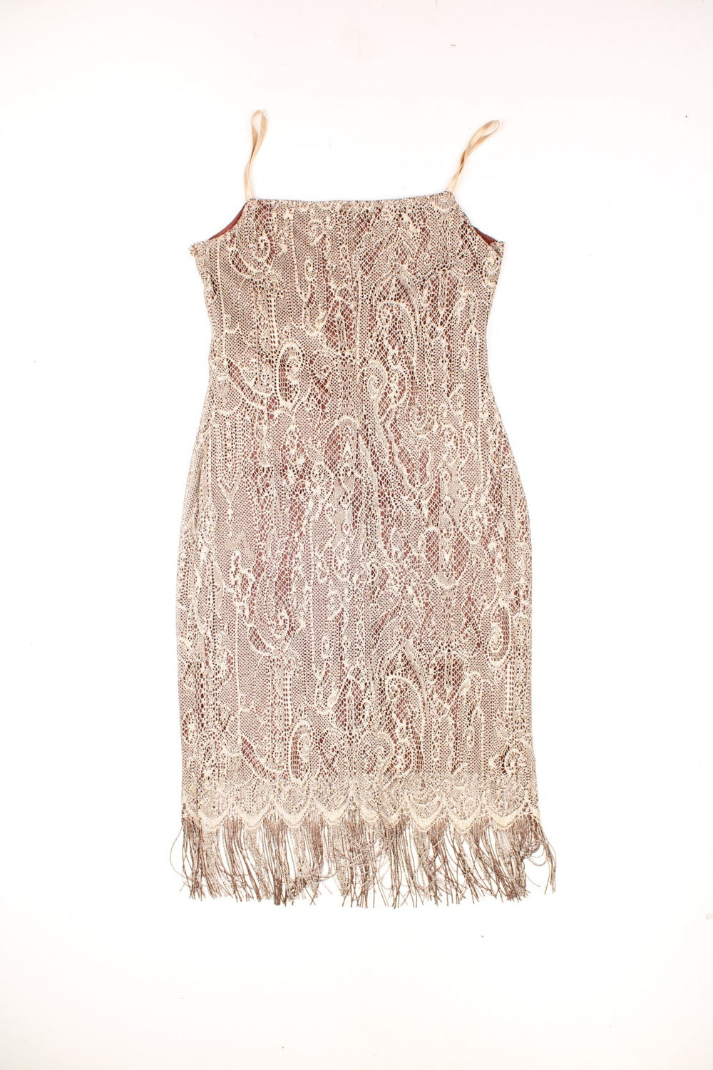 Midi Fringed Crochet Dress (Size XL) VintageFolk Midi Fringed Crochet Dress (Size XL) VintageFolk