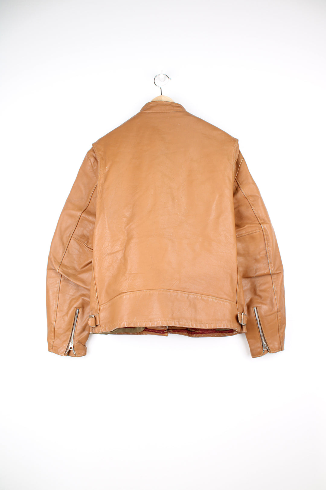 1970s Cycle Rider Leather Motorcycle Jacket Removable Liner Tan Rare Vintage