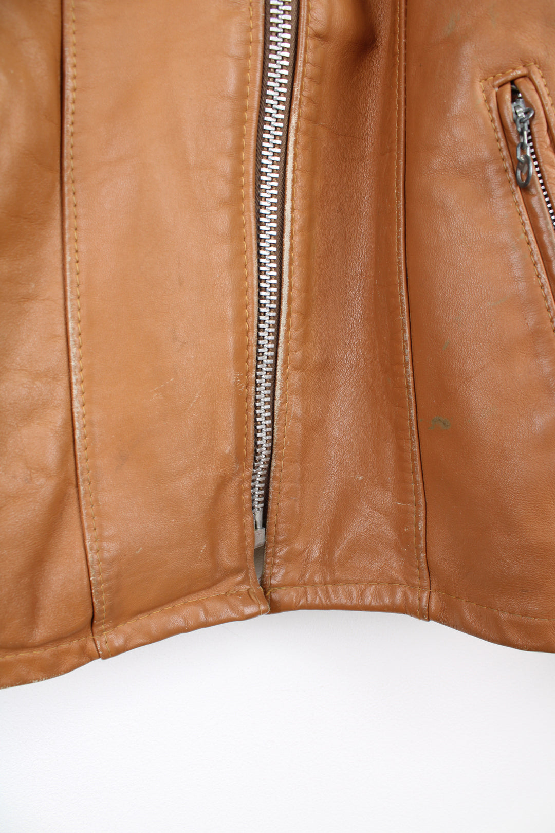 1970s Cycle Rider Leather Motorcycle Jacket Removable Liner Tan Rare Vintage