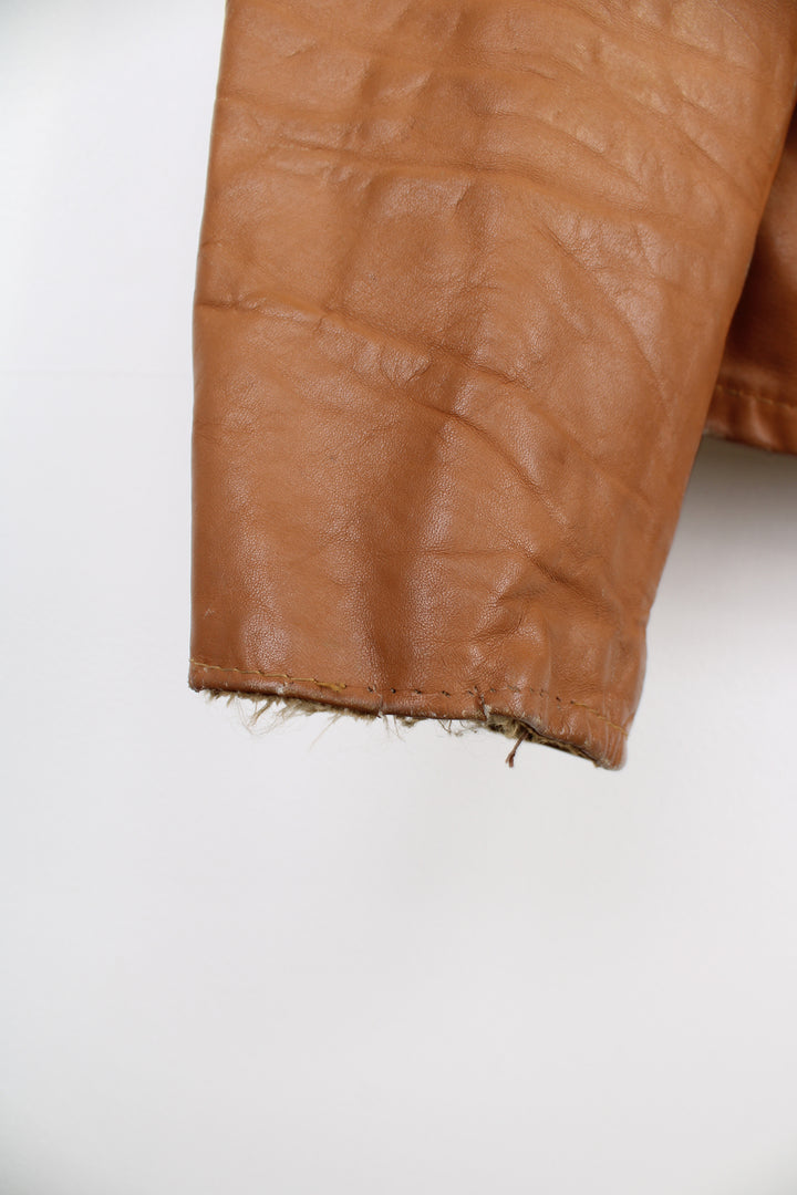 1970s Cycle Rider Leather Motorcycle Jacket Removable Liner Tan Rare Vintage