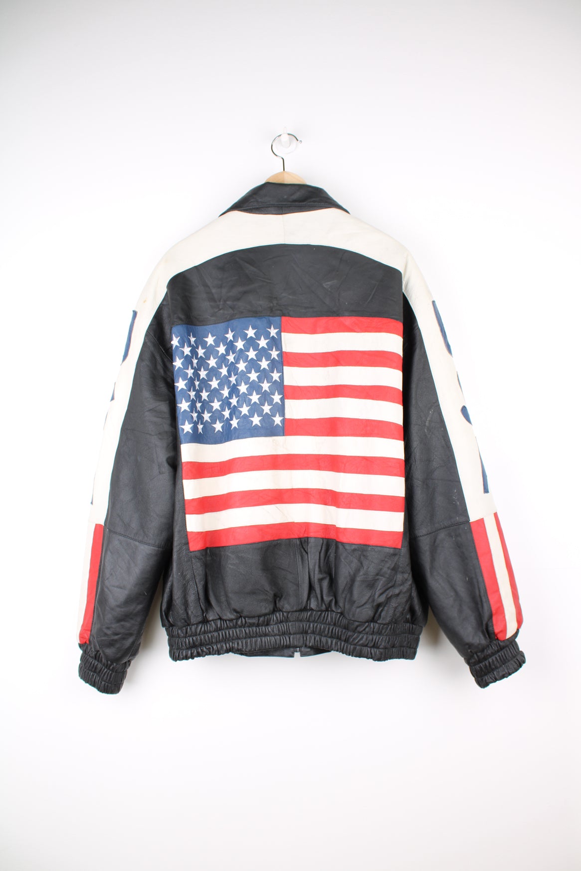 Vintage 1990s Leather American Eagle Embroidered Jacket