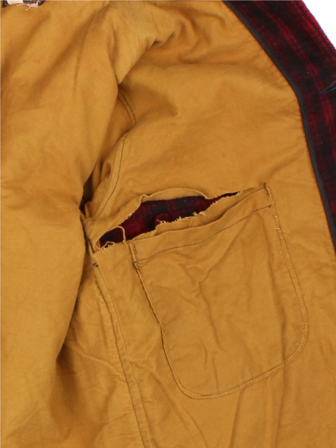 50's Woolrich Mackinaw Wool Jacket in a red colourway. Button fastening, with multiple pockets and branded poppers.