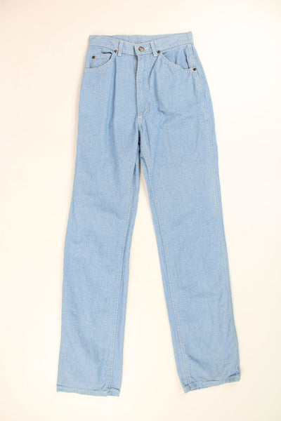 Vintage 1970's L.L Bean light blue high waisted straight leg jeans with signature logo on the pocket and waistband