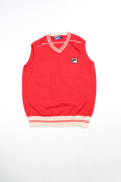 Vintage Fila White Line knit vest with embroidered logo on the chest.