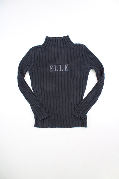 Grey ELLE ribbed high neck knitted roll neck.