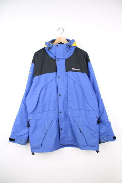 Berghaus, Mera Peak, gore-tex jacket with embroidered logo on the chest. Features drawstring waist, chest pockets and pack away hood.