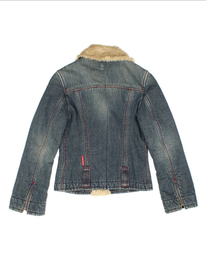 Y2K Miss Sixty Faux Shearling Denim Jacket (Size S)