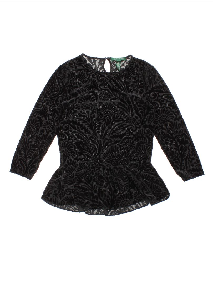 Ralph Lauren Velvet Peplum Blouse (Size XS)