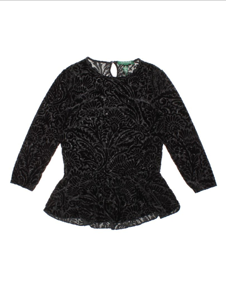 Ralph Lauren Velvet Peplum Blouse (Size XS)