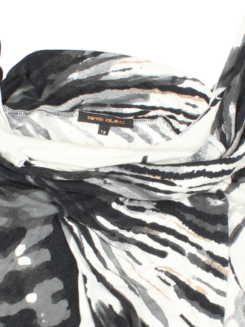 Y2K Drapped Zebra Print  Cowl Top (Size M)