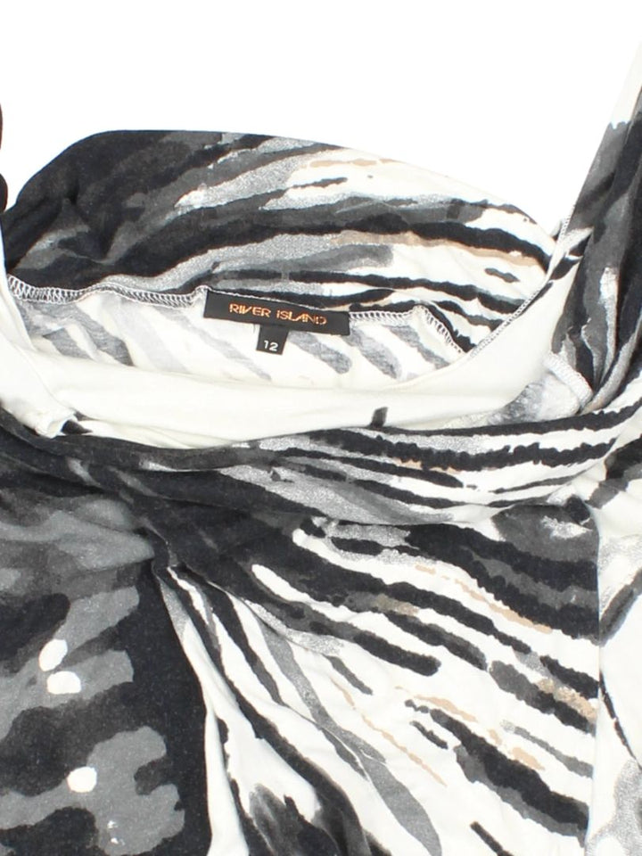Y2K Drapped Zebra Print  Cowl Top (Size M)