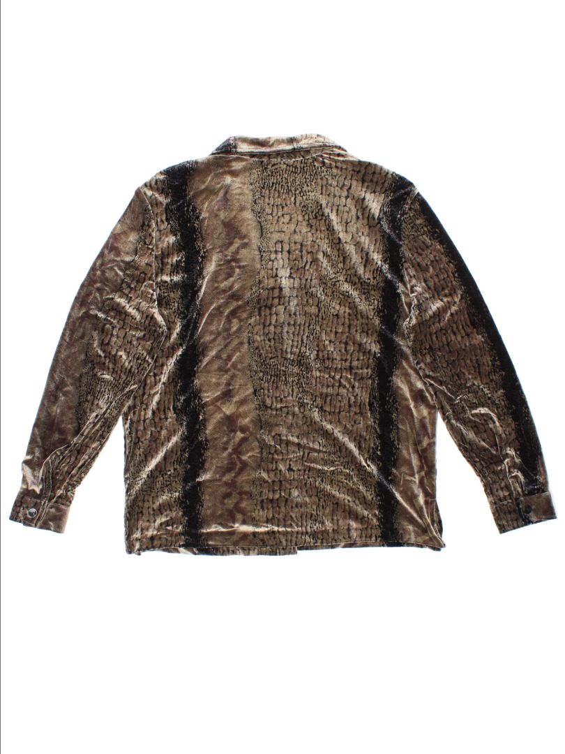Vintage Velour Leopard Print Shirt (Size L)