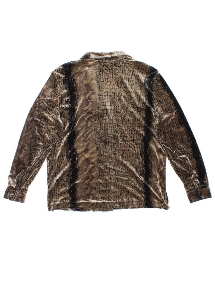 Vintage Velour Leopard Print Shirt (Size L)