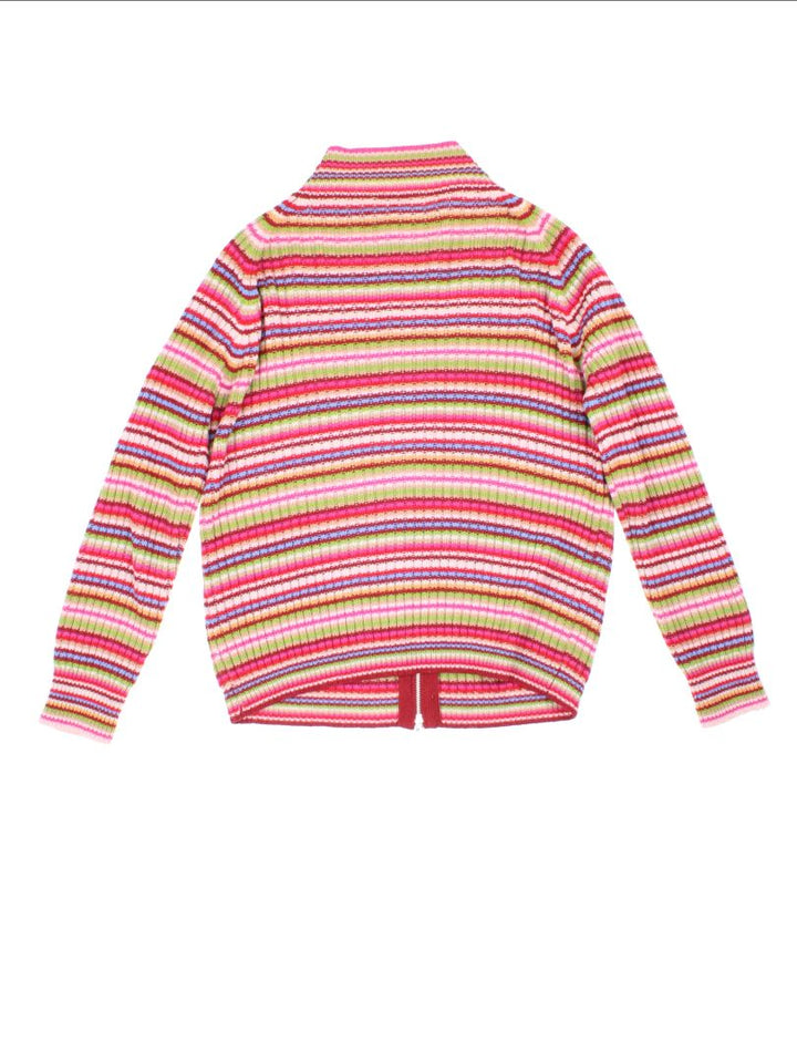 Y2K Zip Stripe Cardigan (Size L)
