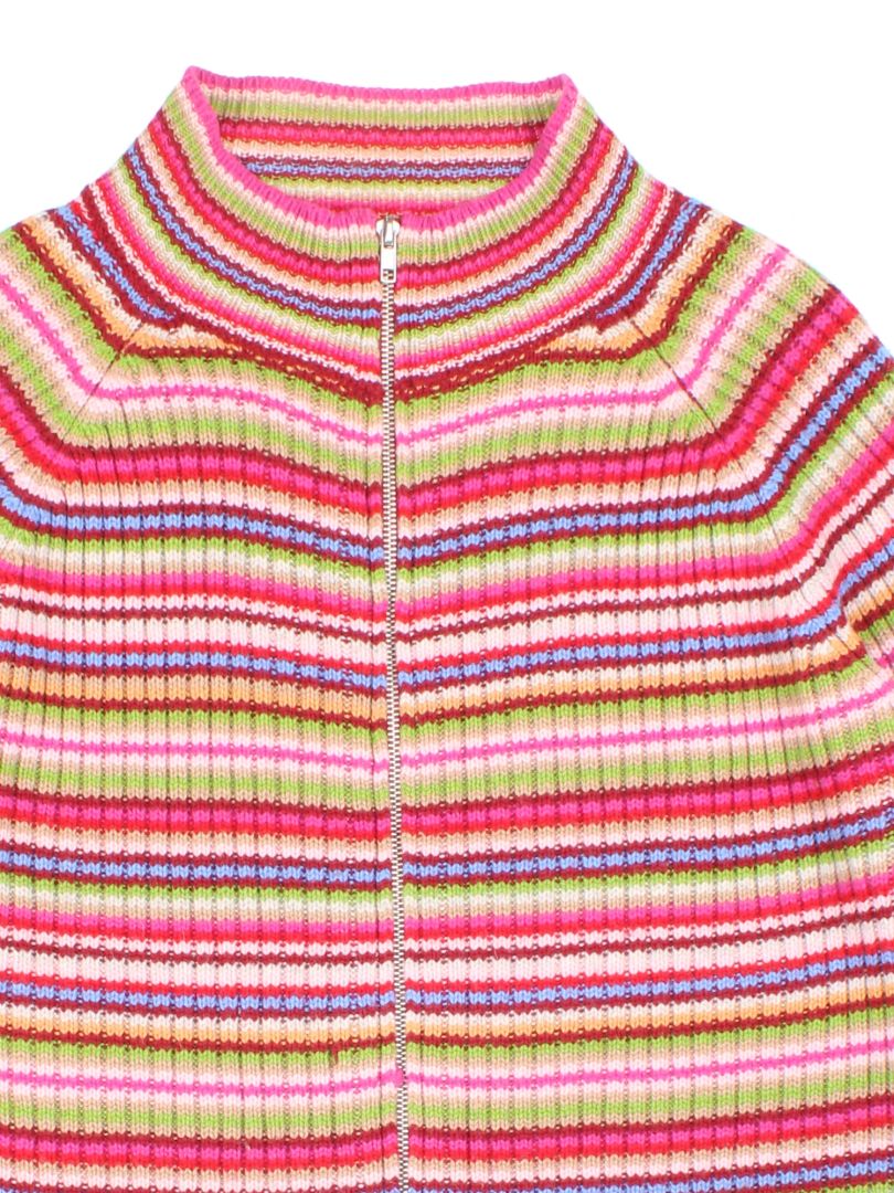 Y2K Zip Stripe Cardigan (Size L)