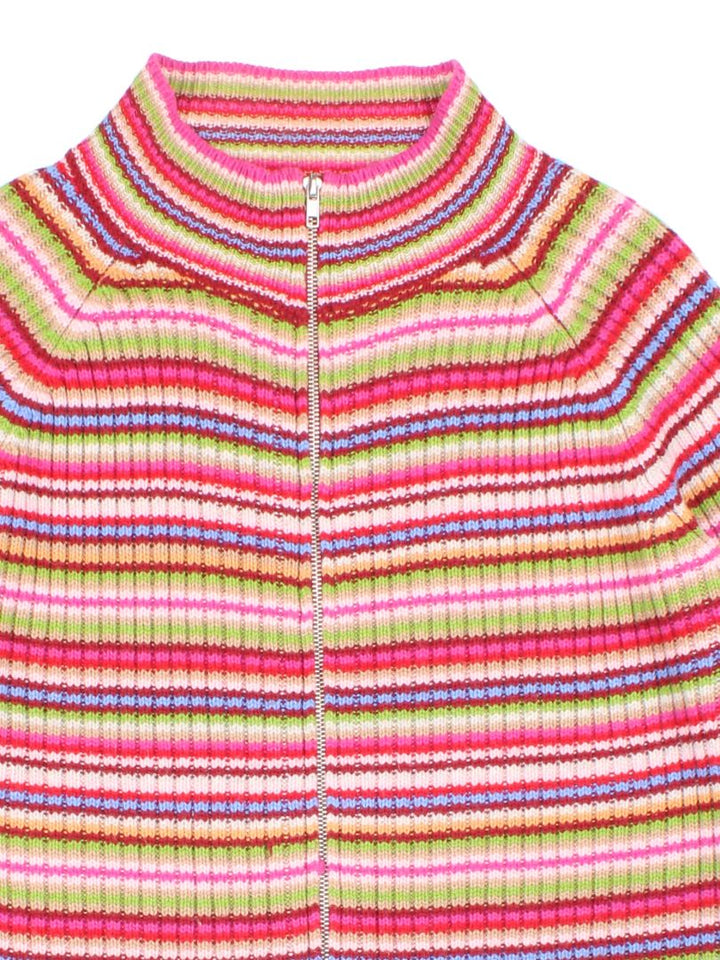 Y2K Zip Stripe Cardigan (Size L)
