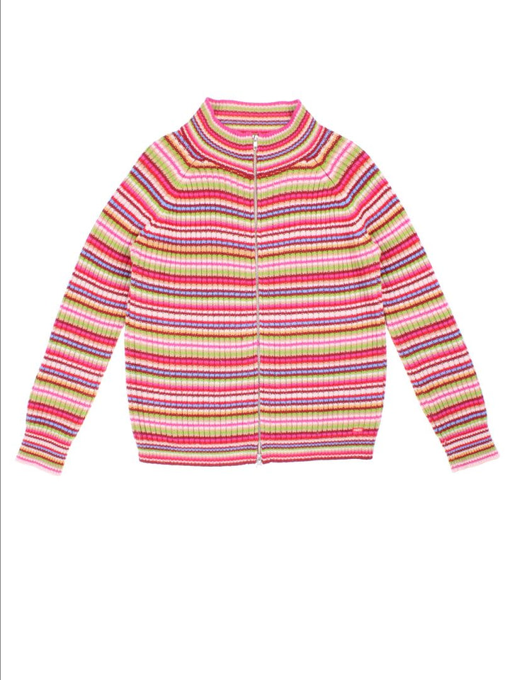 Y2K Zip Stripe Cardigan (Size L)