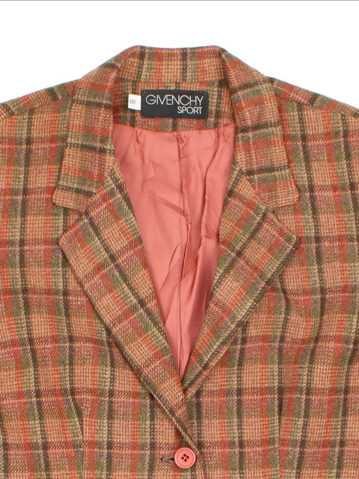 Vintage Givenchy Sport Wool Checked Blazer (Size S)