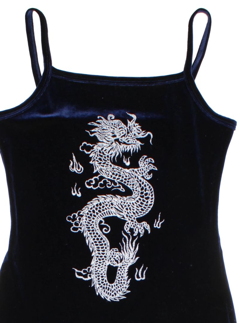 Y2K Dragon Maxi Dress (Size S)