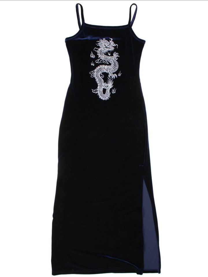 Y2K Dragon Maxi Dress (Size S)
