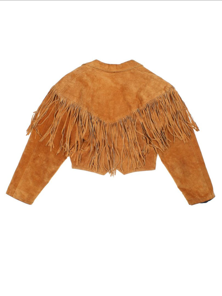 Vintage Cropped Western Fringed Jacket (Size S)
